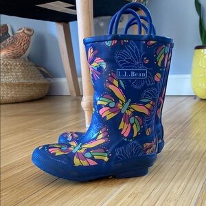 L.L. Bean Kids Blue Butterfly Rain Boots